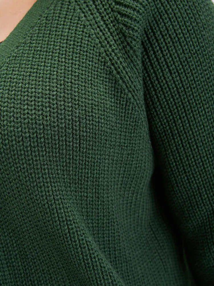 Solid Pointelle Knit Raglan Sleeve Button Front Cardigan sold by Bloomchic product image thumbnail 5