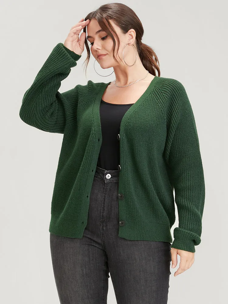 Solid Pointelle Knit Raglan Sleeve Button Front Cardigan sold by Bloomchic product image thumbnail 4