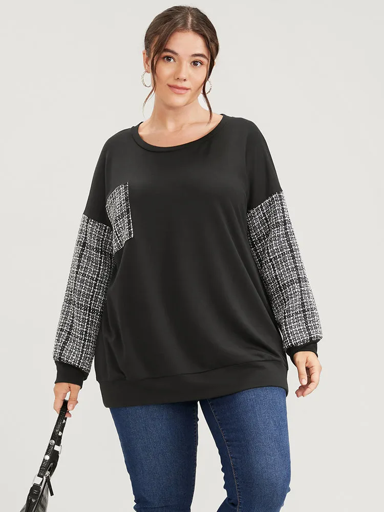 Colorblock Contrast Pocket Raw Trim Drop Shoulder Sweatshirt sold by Bloomchic