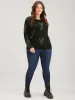 Heart Print Contrast Pointelle Knit Bowknot Beaded Knit Top sold by Bloomchic