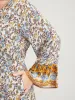 Floral V Neck Bell Sleeve Split Pocket Ruffles Maxi Dress sold by Bloomchic