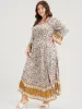 Floral V Neck Bell Sleeve Split Pocket Ruffles Maxi Dress sold by Bloomchic