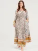 Floral V Neck Bell Sleeve Split Pocket Ruffles Maxi Dress sold by Bloomchic