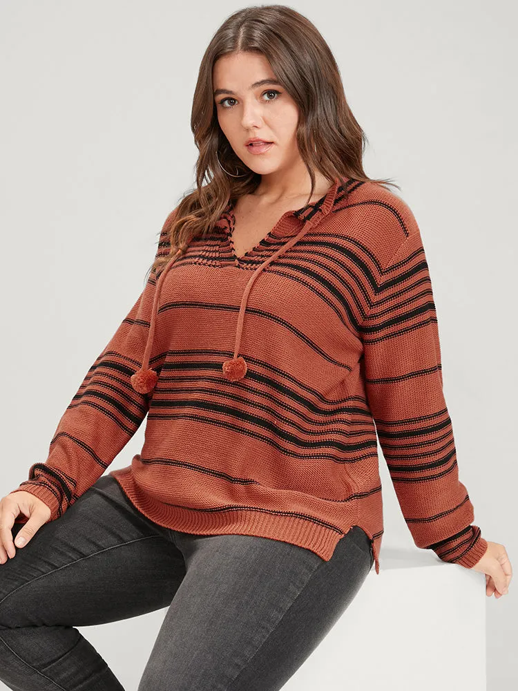 Striped Contrast Pointelle Knit Ties V Neck Knit Top sold by Bloomchic product image thumbnail 3