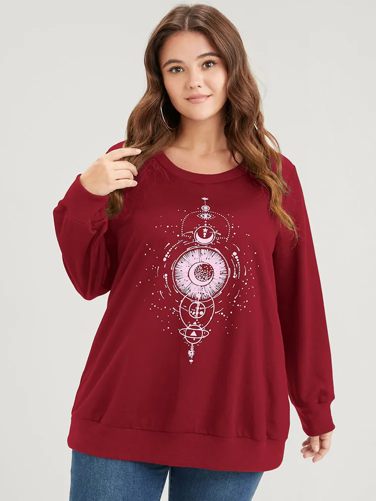Star Print Round Neck Drop Shoulder Sweatshirt sold by Bloomchic product image thumbnail 4
