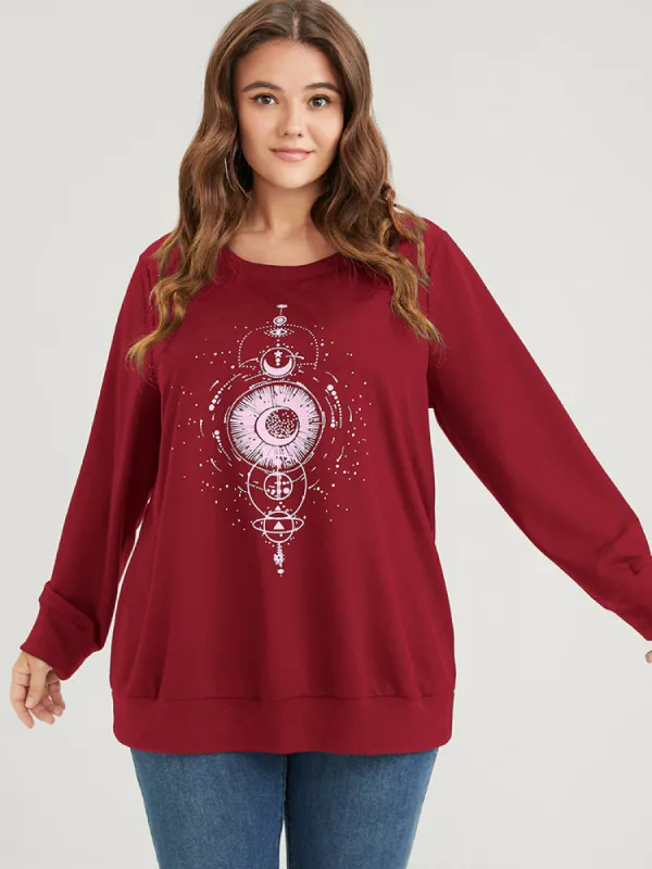 Star Print Round Neck Drop Shoulder Sweatshirt sold by Bloomchic