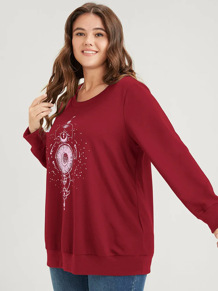 Star Print Round Neck Drop Shoulder Sweatshirt sold by Bloomchic product image thumbnail 5