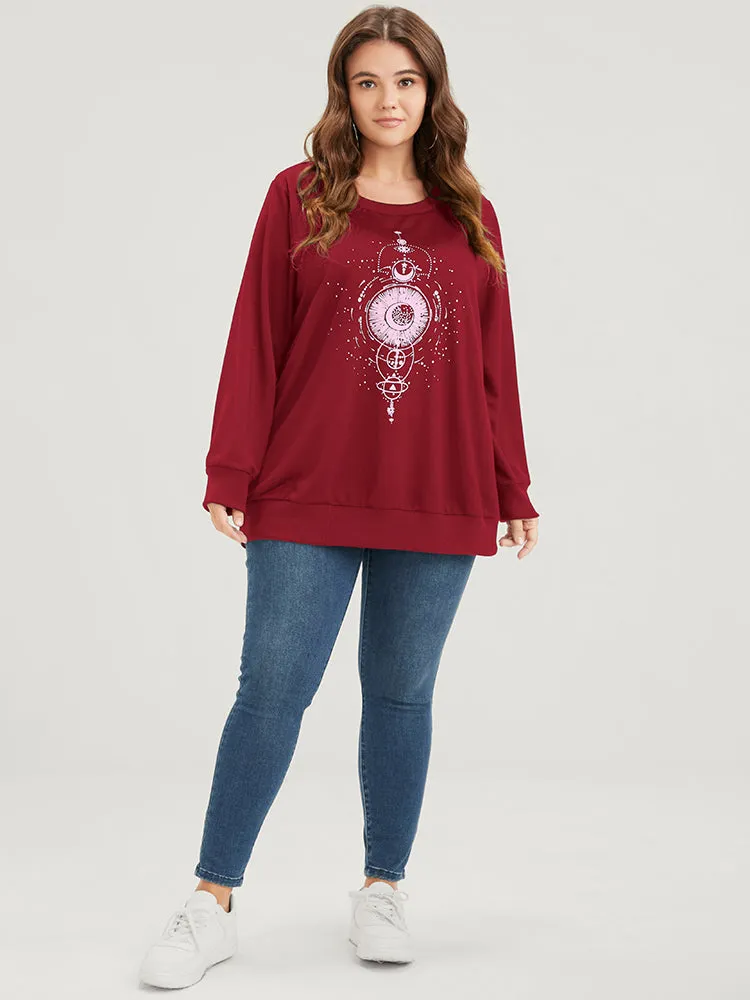 Star Print Round Neck Drop Shoulder Sweatshirt sold by Bloomchic product image thumbnail 2