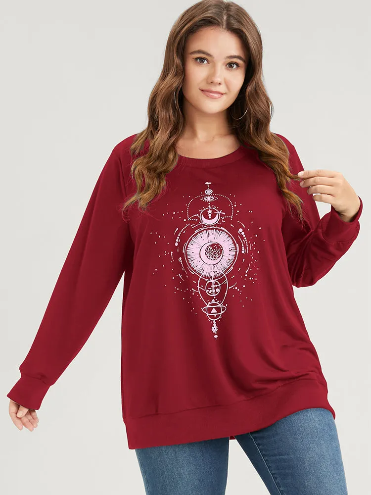 Star Print Round Neck Drop Shoulder Sweatshirt sold by Bloomchic product image thumbnail 3