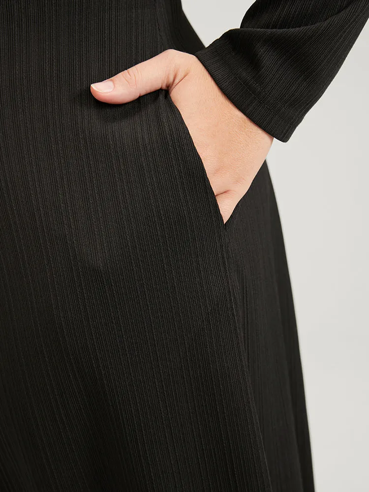 Plain V Neck Pocket Zip Up Midi Dress sold by Bloomchic product image thumbnail 5