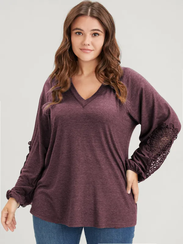 Solid Cut Out Eyelet Lace Long Tee sold by Bloomchic