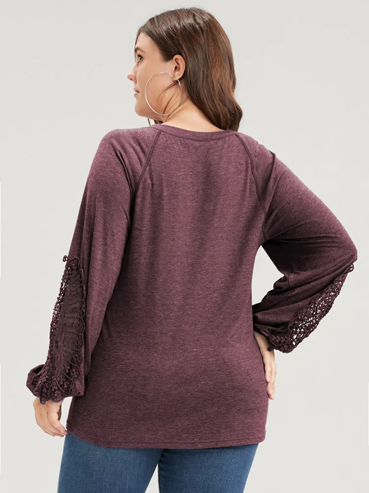 Solid Cut Out Eyelet Lace Long Tee sold by Bloomchic product image thumbnail 3