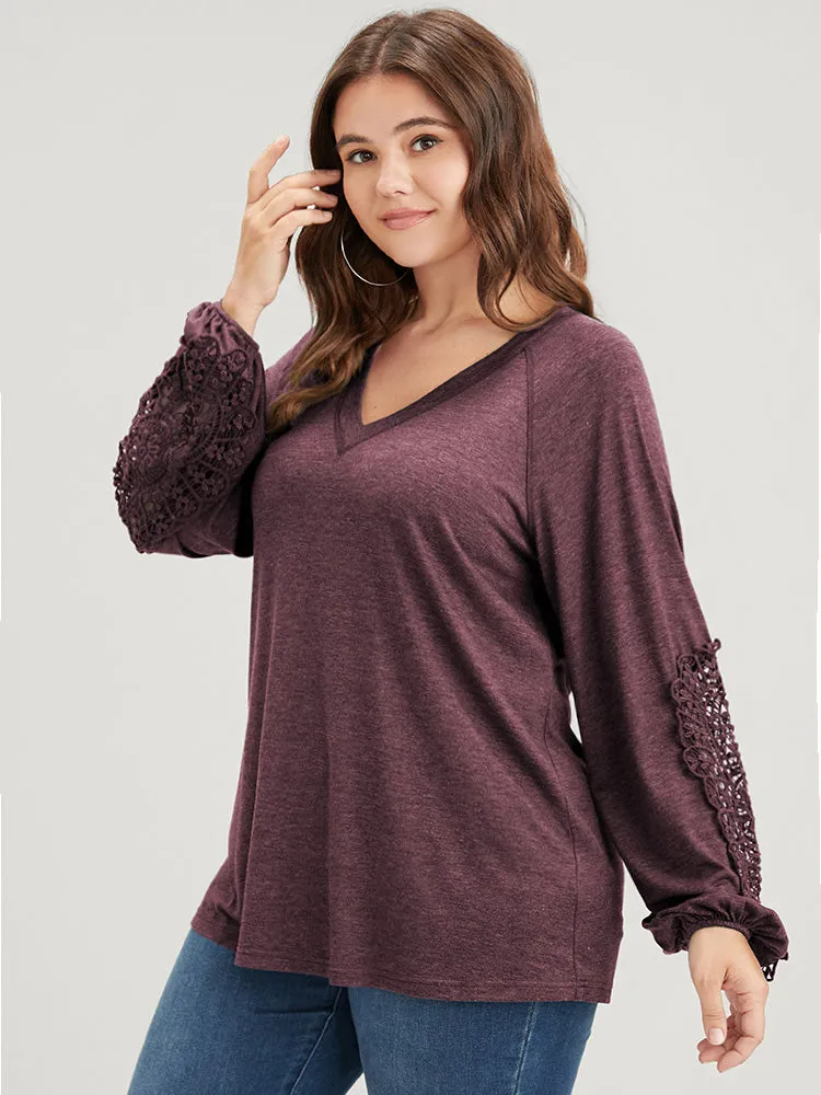 Solid Cut Out Eyelet Lace Long Tee sold by Bloomchic product image thumbnail 2