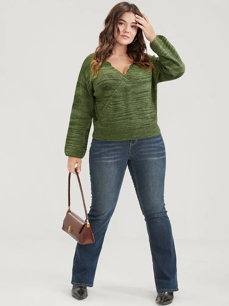 Marled Knit Button Lace Trim Wrap Knit Top sold by Bloomchic product image thumbnail 5