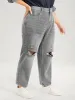 Boyfriend Wide Leg Non Stretchy High Rise Medium Wash Jeans sold by Bloomchic