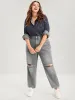 Boyfriend Wide Leg Non Stretchy High Rise Medium Wash Jeans sold by Bloomchic