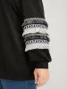 Plain Geometric Tape Fringe Trim Drop Shoulder Sweatshirt sold by Bloomchic