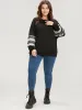 Plain Geometric Tape Fringe Trim Drop Shoulder Sweatshirt sold by Bloomchic