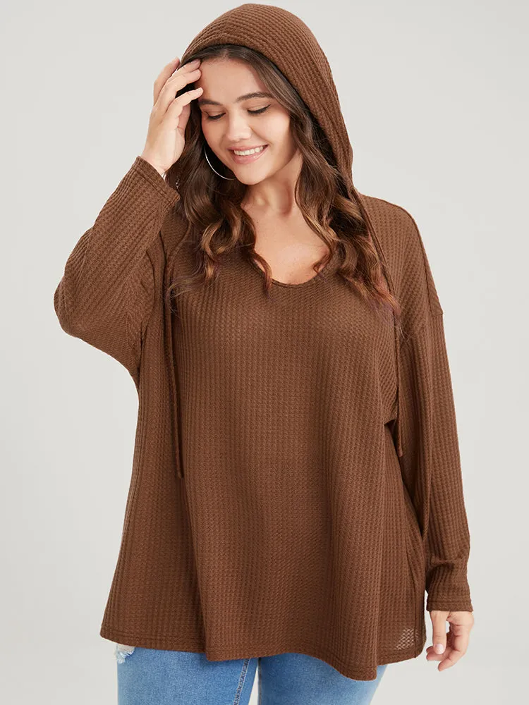 Plain Ties Waffle Knit Hooded Sweatshirt sold by Bloomchic product image thumbnail 4