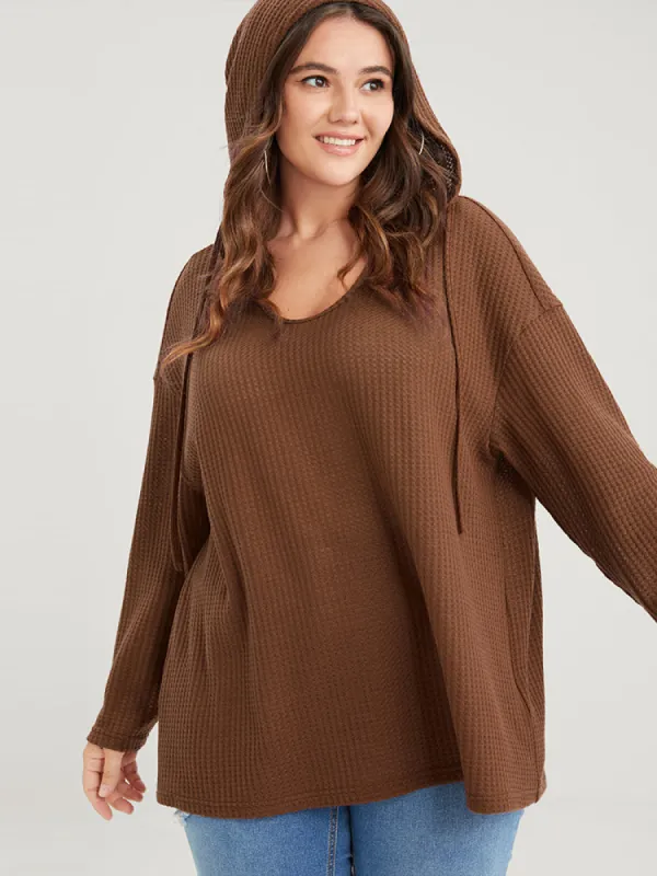 Plain Ties Waffle Knit Hooded Sweatshirt sold by Bloomchic