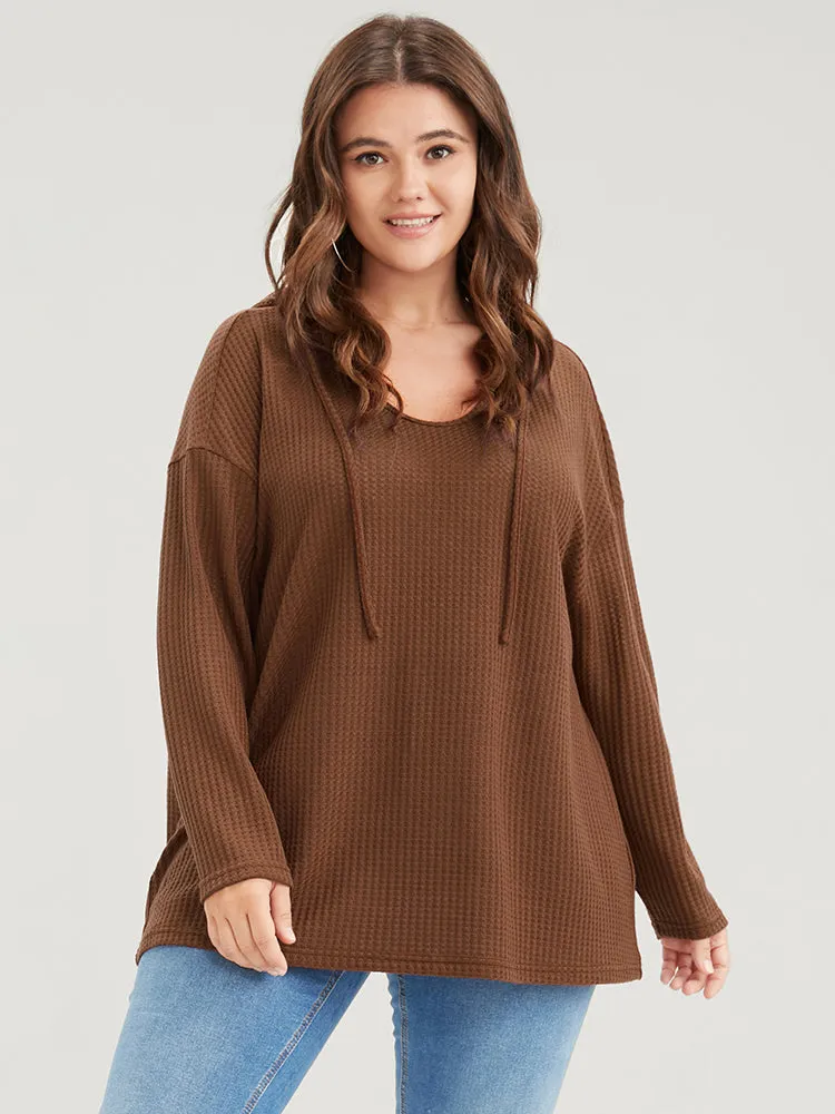 Plain Ties Waffle Knit Hooded Sweatshirt sold by Bloomchic product image thumbnail 3