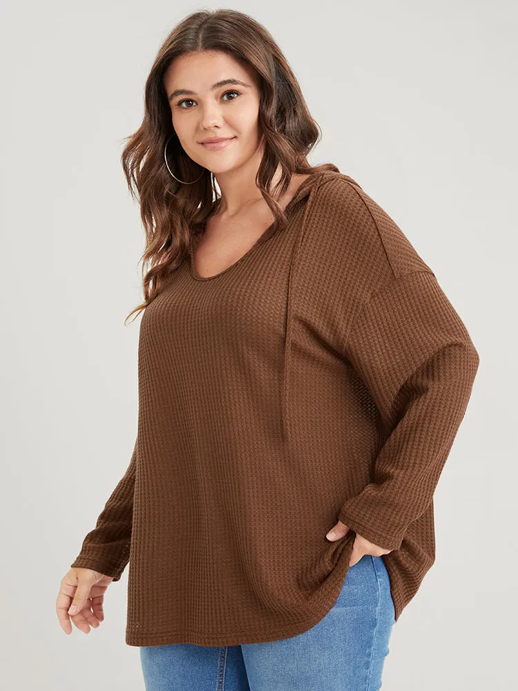 Plain Ties Waffle Knit Hooded Sweatshirt sold by Bloomchic product image thumbnail 5