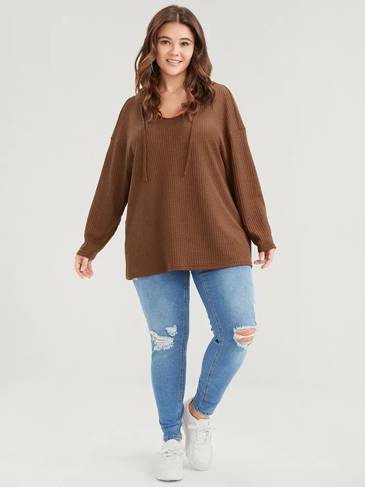 Plain Ties Waffle Knit Hooded Sweatshirt sold by Bloomchic product image thumbnail 2