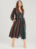 Striped Lantern Sleeve Pocket Button Front Midi Dress sold by Bloomchic
