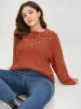 Solid Pointelle Knit Pearls Beaded Knit Top sold by Bloomchic