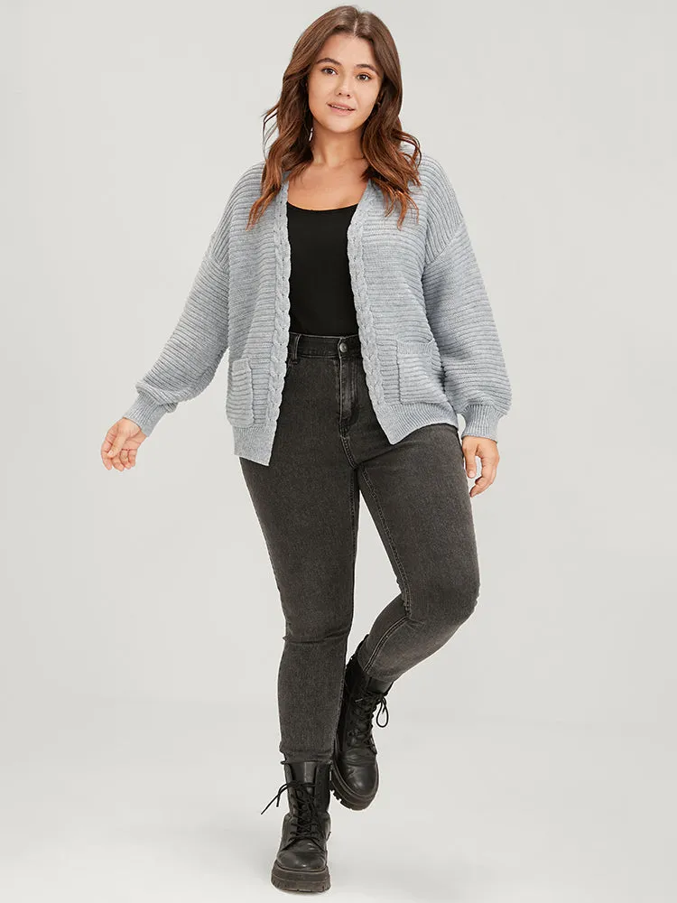 Solid Pointelle Knit Pocket Cable Knit Open Front Cardigan sold by Bloomchic product image thumbnail 4