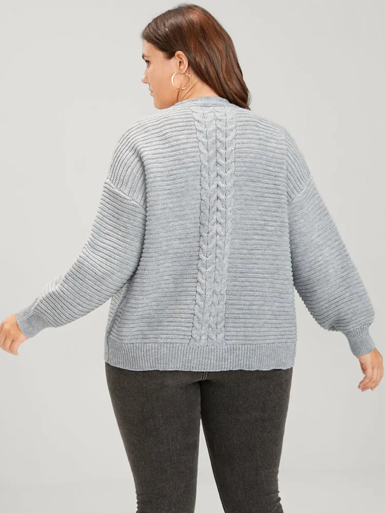 Solid Pointelle Knit Pocket Cable Knit Open Front Cardigan sold by Bloomchic product image thumbnail 5