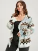 Geometric Print Super Soft Plush Knit Button Front Cardigan sold by Bloomchic