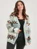 Geometric Print Super Soft Plush Knit Button Front Cardigan sold by Bloomchic