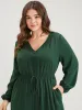 Plain Pocket Button Lantern Sleeve Lace Hem Tie Jumpsuit sold by Bloomchic