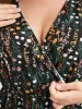 Ditsy Floral Elastic Waist Button Ruffle Pocket Wrap Midi Dress sold by Bloomchic