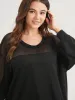 Solid Round Neck Mesh Patchwork Drop Shoulder Sweatshirt sold by Bloomchic