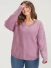 Plain Solid Split Arc Hem V Neck Sweater sold by Bloomchic