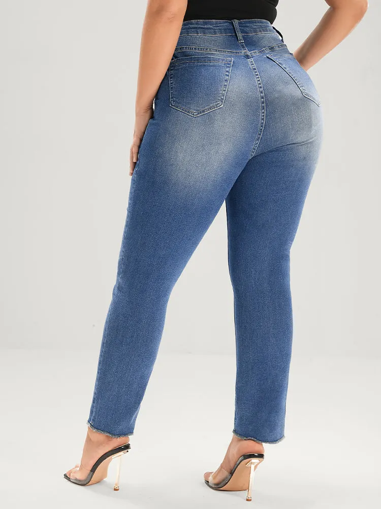 Straight Very Stretchy Mid Rise Medium Wash Jeans sold by Bloomchic product image thumbnail 3