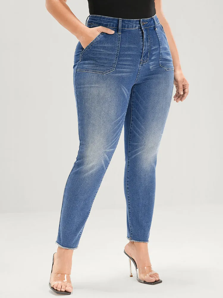 Straight Very Stretchy Mid Rise Medium Wash Jeans sold by Bloomchic product image thumbnail 4