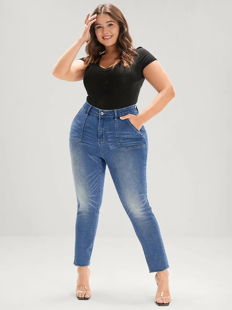Straight Very Stretchy Mid Rise Medium Wash Jeans sold by Bloomchic product image thumbnail 2