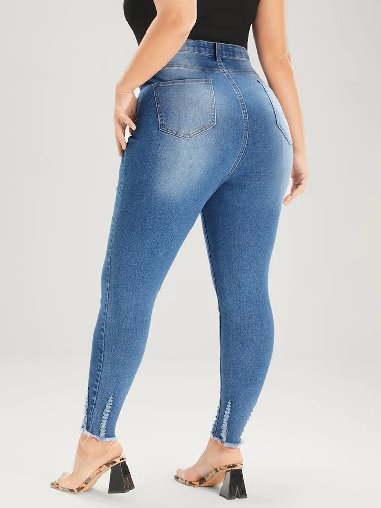 Skinny Very Stretchy Mid Rise Medium Wash Pocket Jeans sold by Bloomchic product image thumbnail 3