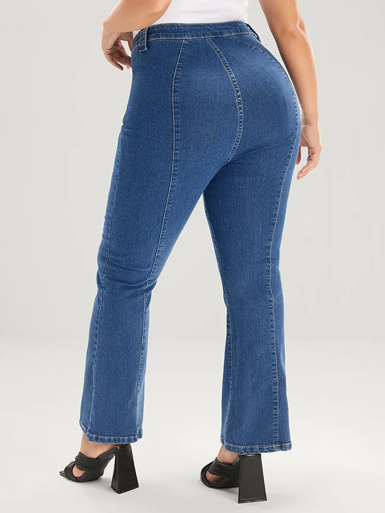 Flare Leg Very Stretchy Mid Rise Medium Wash Jeans sold by Bloomchic product image thumbnail 3