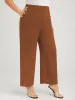 Solid Pocket Button Detail Elastic Waist Pants sold by Bloomchic