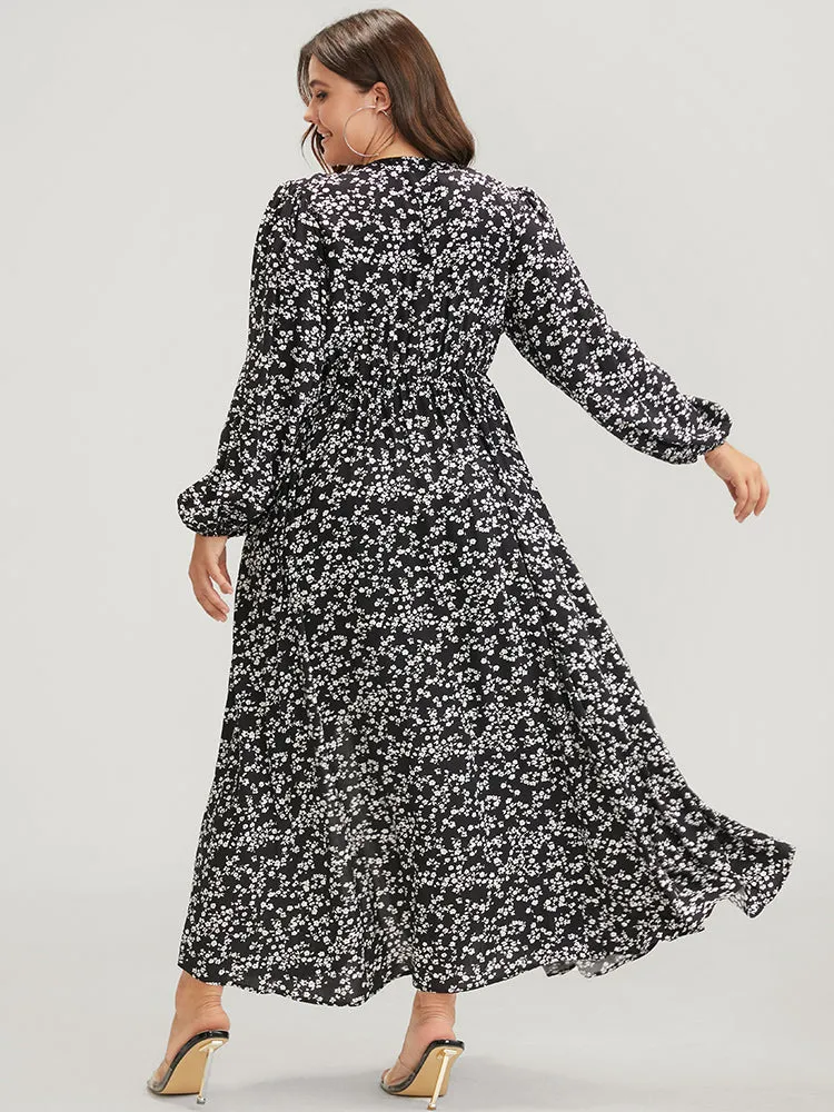 Ditsy Floral Lantern Sleeve Pocket Split Maxi Dress sold by Bloomchic product image thumbnail 4