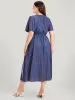 Striped Pocket Split Flutter Wrap Midi Dress sold by Bloomchic