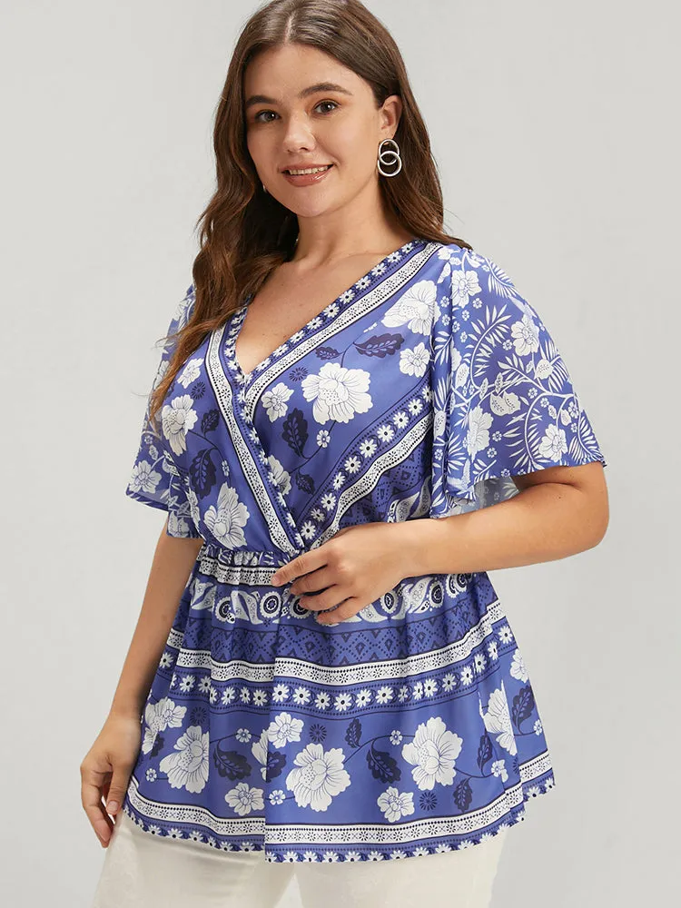 Bandana Ruffles Elastic Waist Wrap Blouse sold by Bloomchic product image thumbnail 4