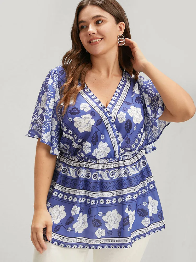 Bandana Ruffles Elastic Waist Wrap Blouse sold by Bloomchic product image thumbnail 3