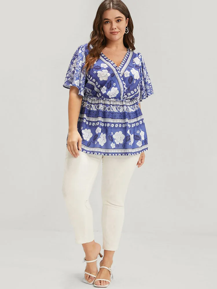 Bandana Ruffles Elastic Waist Wrap Blouse sold by Bloomchic product image thumbnail 2