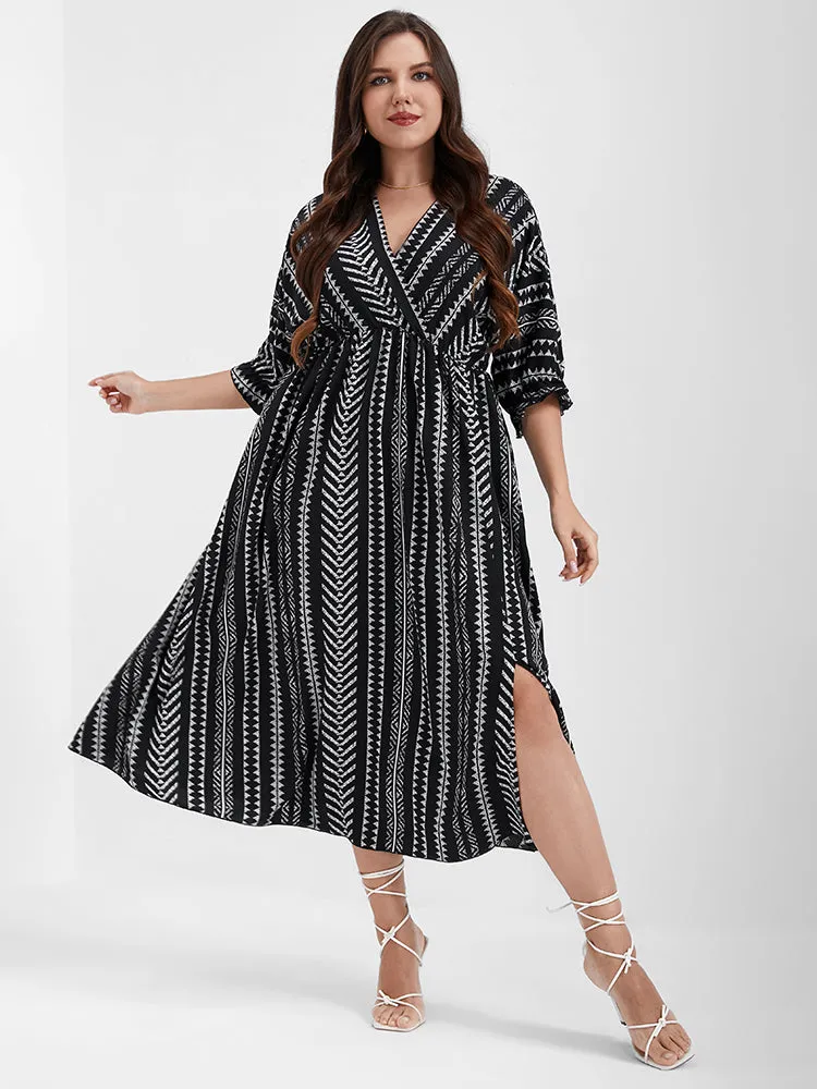 Geometric Pocket Split Wrap Maxi Dress sold by Bloomchic product image thumbnail 2