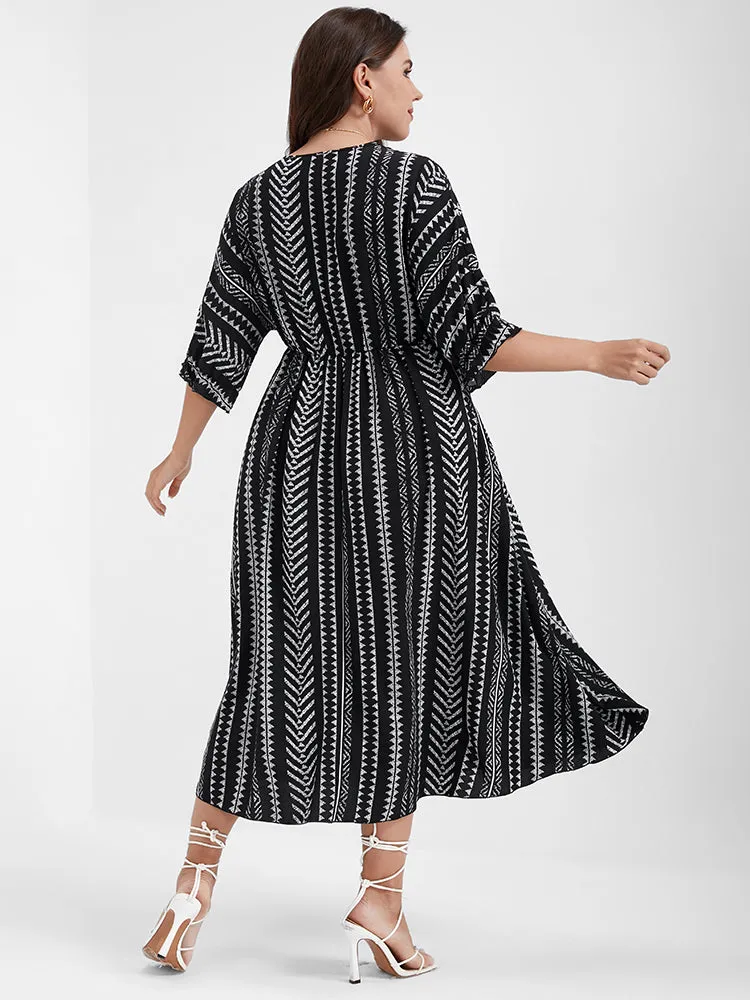 Geometric Pocket Split Wrap Maxi Dress sold by Bloomchic product image thumbnail 3